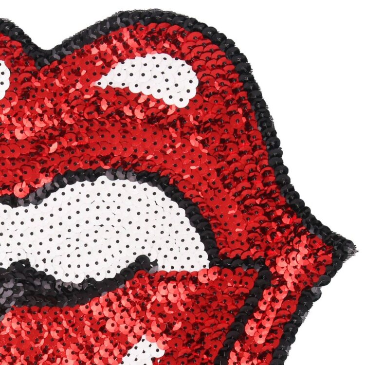 The Rolling Stones Big Tongue Embroidered Sequins Sew On Patches DIY