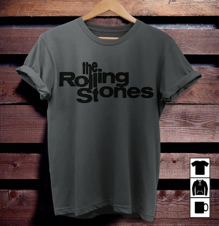 The Rolling Stones Black on Black Vintage Logo Shirt - Dark Heather