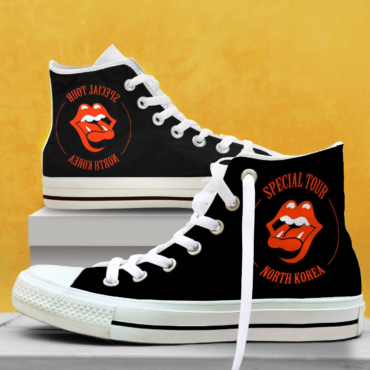 Rolling Stones Special Tour North Korea Canvas Shoes,Low Top, High Top, Sport Shoes