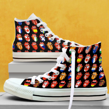 Rolling Stones Lisbon On Fire Canvas Shoes,Low Top, High Top, Sport Shoes