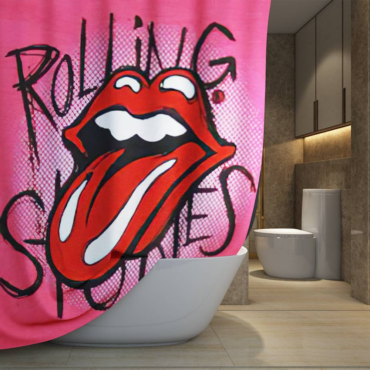 The Rolling Stones Tattoo you World Tour 1981 Art Black Shower Curtain