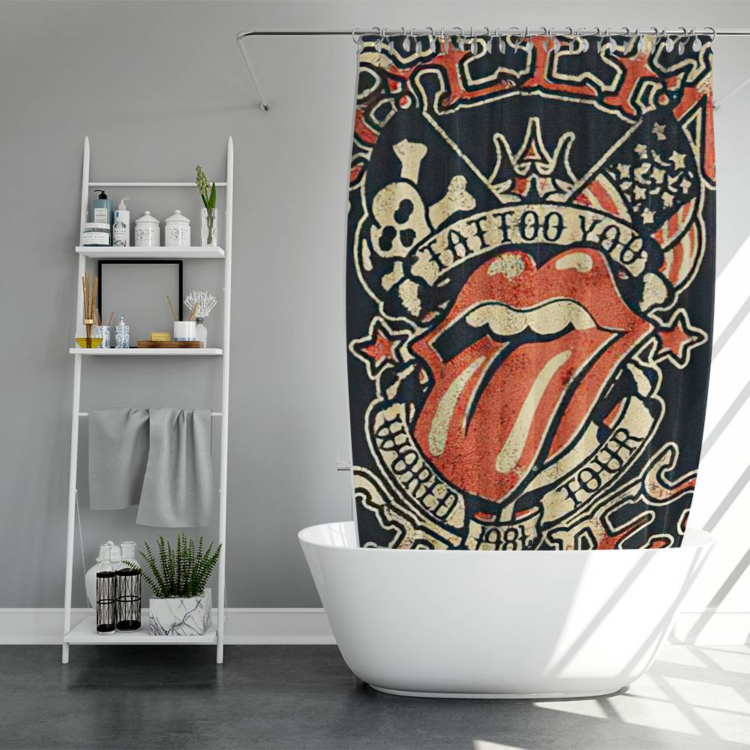 The Rolling Stones Tattoo you World Tour 1981 Art Black Shower Curtain