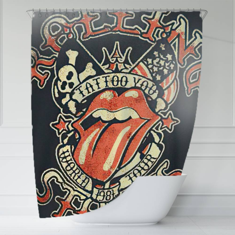 The Rolling Stones Tattoo you World Tour 1981 Art Black Shower Curtain