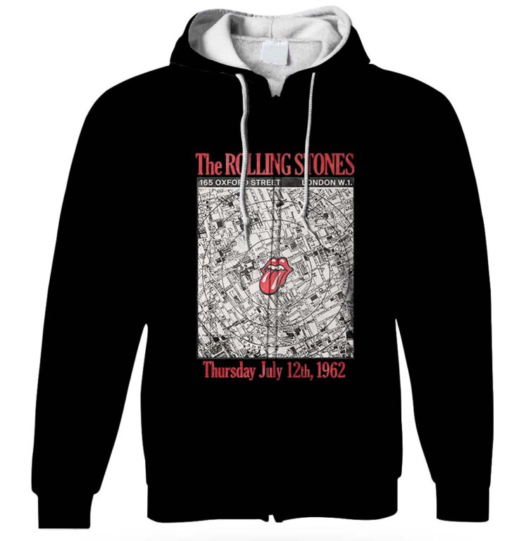 The Rolling Stones Marquee Club Anniversary Map T-Shirt Big Tongue Shirt