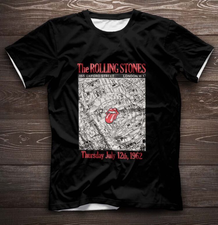 The Rolling Stones Marquee Club Anniversary Map T-Shirt Big Tongue Shirt