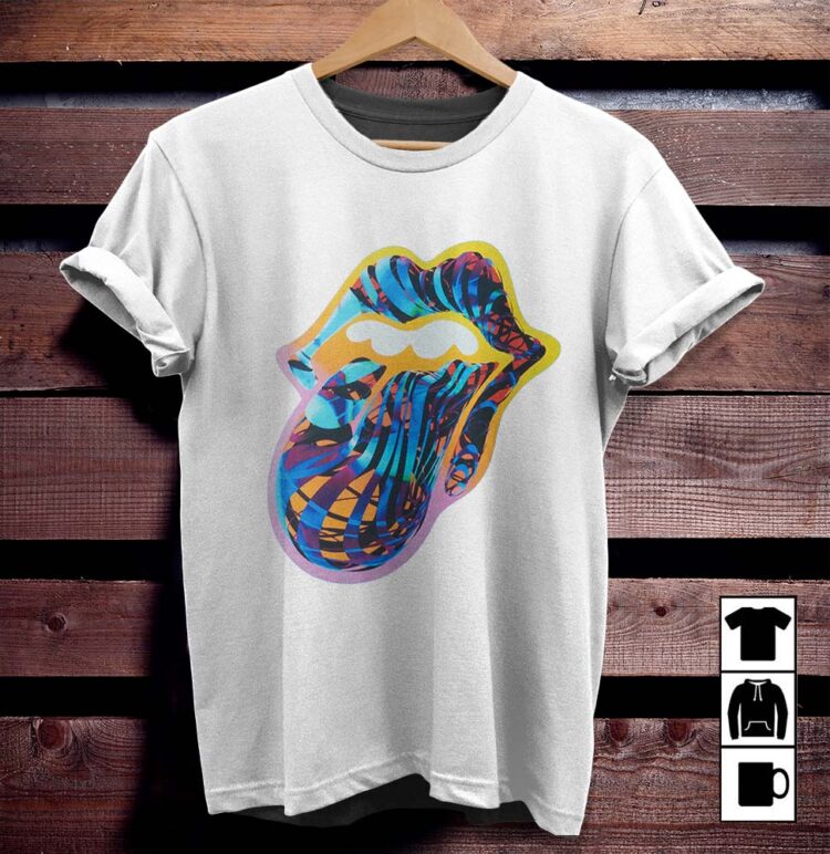 The Rolling Stones Blue Psychedelic Big Tongue Shirt